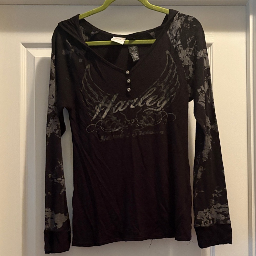 Harley-Davidson Black and Gray Long Sleeve Tee